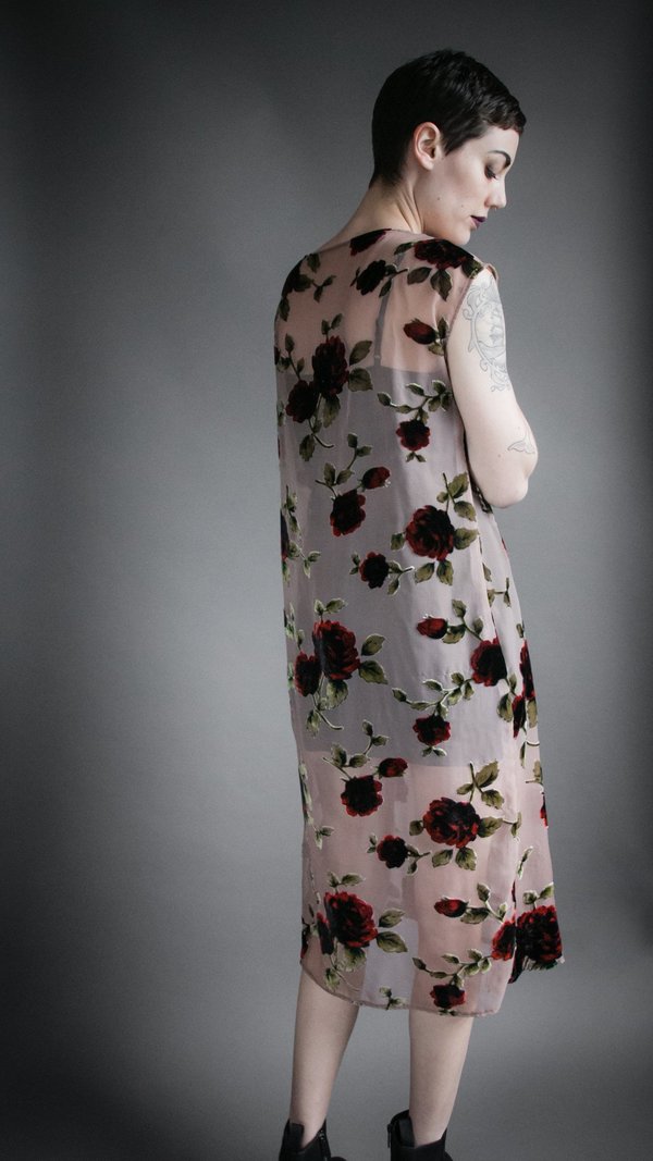 Velvet Burnout Flounce Dress - Rose Velvet Burnout Flounce Dress - Rose