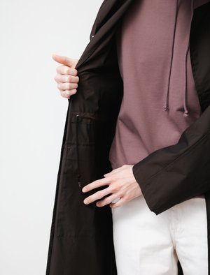 Auralee Finx Nylon Chambray Field Coat - Black | Garmentory