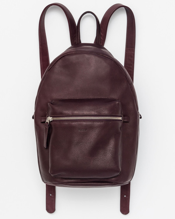 oxblood leather backpack