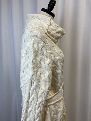 Vintage Free People Cable Knit Belted Sweater Dress - cream Vintage Free People Cable Knit Belted Sweater Dress - cream