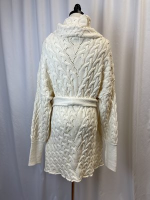 Vintage Free People Cable Knit Belted Sweater Dress - cream Vintage Free People Cable Knit Belted Sweater Dress - cream