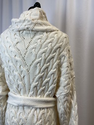 Vintage Free People Cable Knit Belted Sweater Dress - cream Vintage Free People Cable Knit Belted Sweater Dress - cream