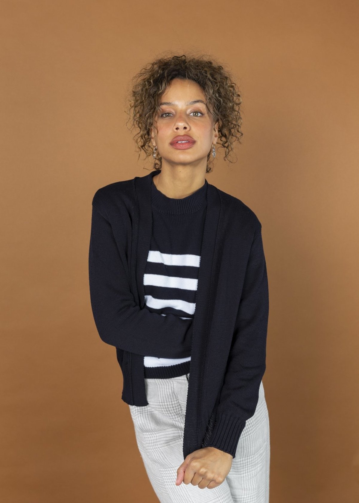 MJ. Watson Open Front Cotton Cardigan - navy - Image 1 of 5