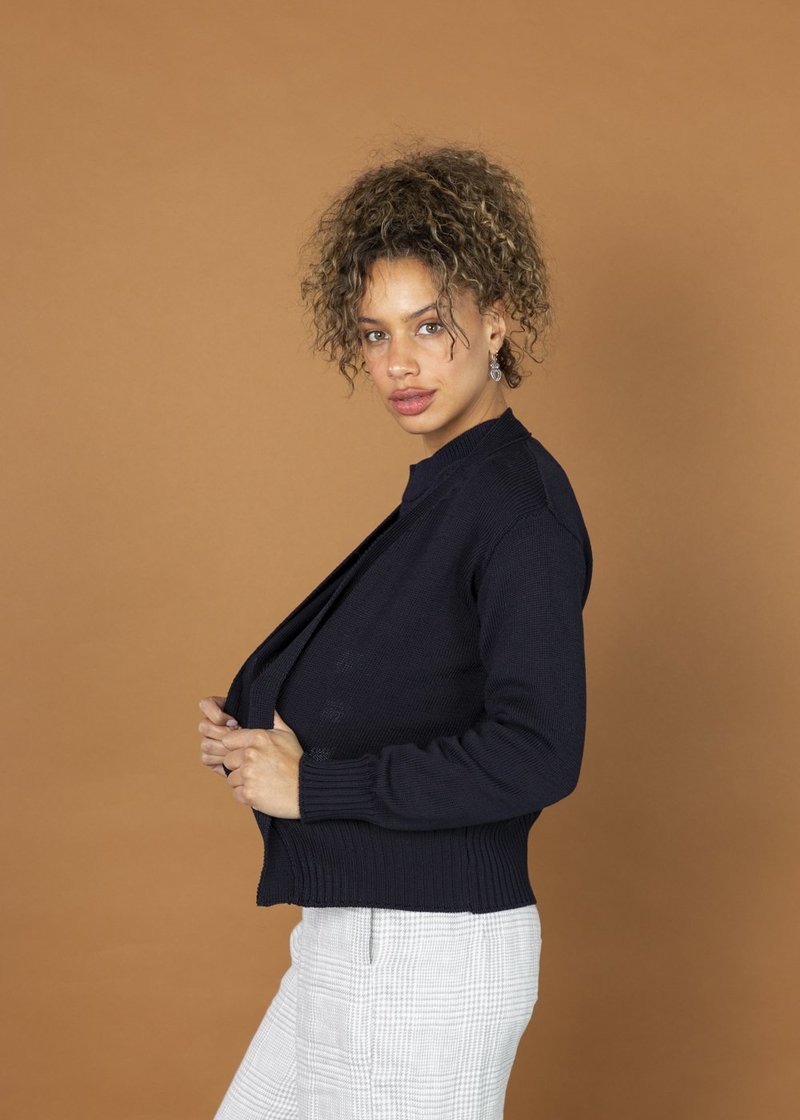 MJ. Watson Open Front Cotton Cardigan - navy