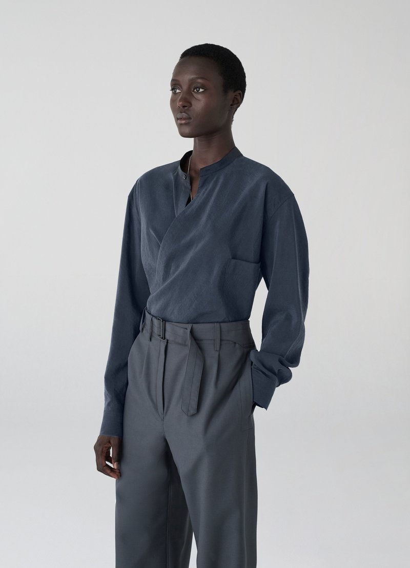 Lemaire wrapover shirt - midnight turquoise | Garmentory