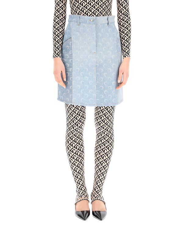Marine Serre Moon Print Denim Mini Skirt | Garmentory