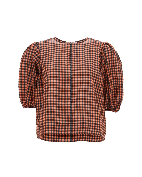 Ganni Seersucker Check Top - Multicolor Ganni Seersucker Check Top - Multicolor