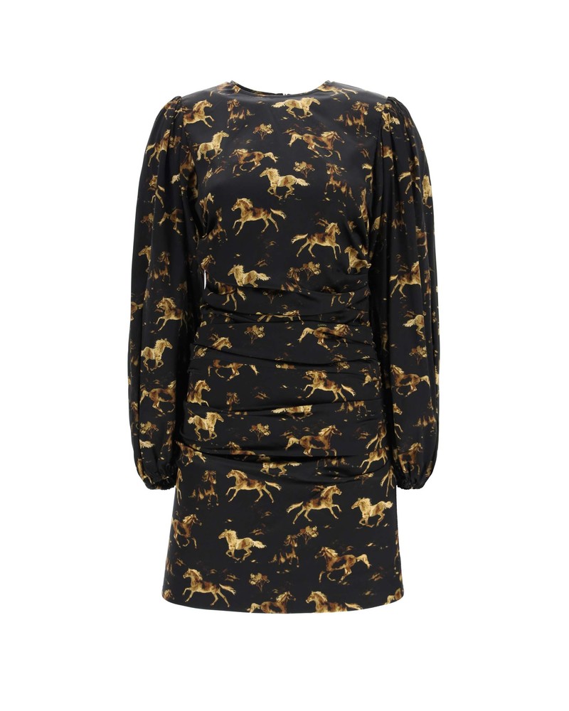 ♡ GANNI horse-print mini drees Ganni Horses Print Mini Dress - Multicolor | Garmentory