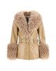Saks Potts Shorty Jacket in Shiny Leather - Beige - Thumbnail 3