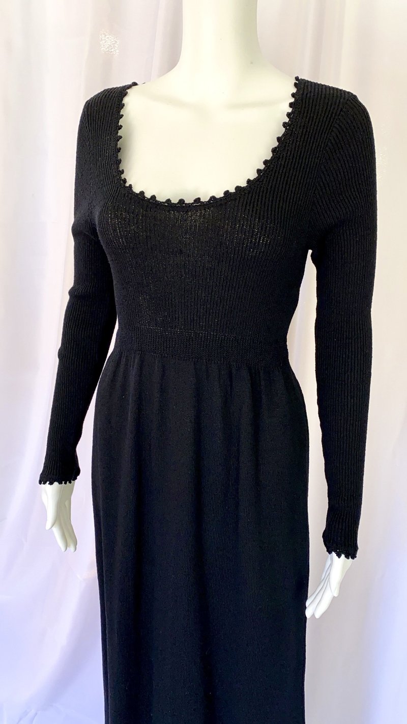 empire waist knit dress Empire Waist Metallic Knit Dress with Surplice Neckline, Flutter Sleeves, Embellishment Detail at Hip and Cascade Skirt