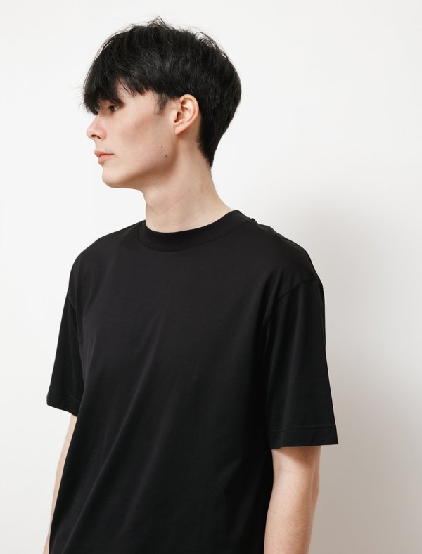 Sunspel SS Mock Neck T-Shirt - Black Sunspel SS Mock Neck T-Shirt - Black