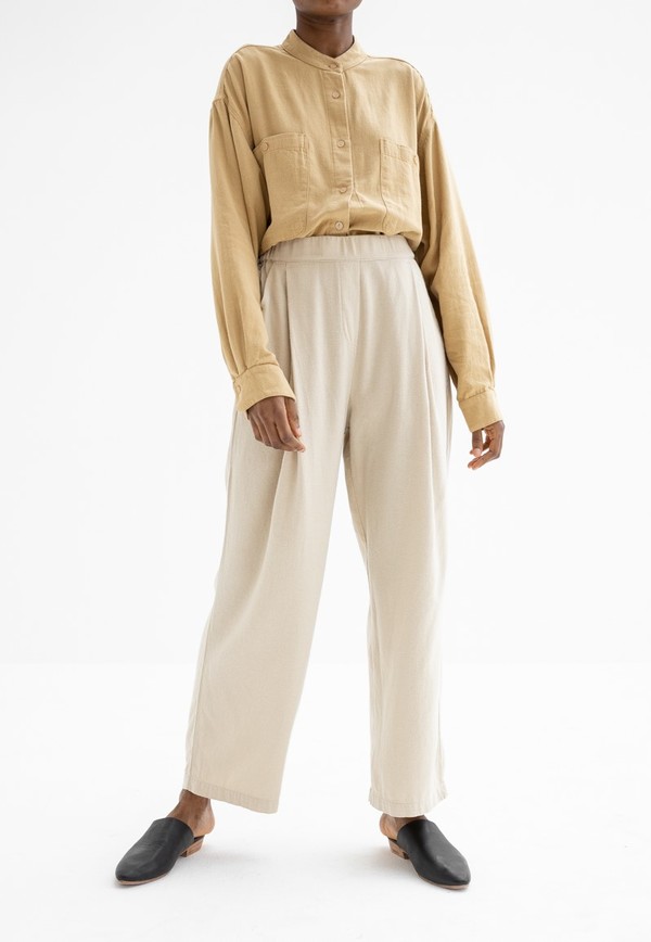 BLACK CRANE PLEATED PANTS - NATURAL | Garmentory