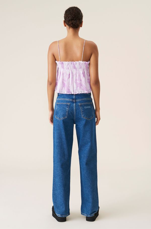 Ganni Pleated Georgette Top - Orchid Bloom | Garmentory
