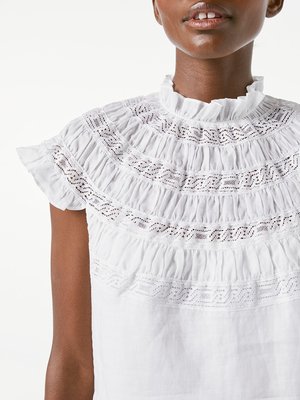 FRAME Denim Lace Inset Short Sleeve 