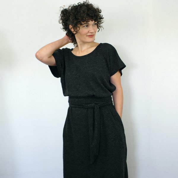Erin MacLeod Shift Dress w/ Pockets - Black Herringbone | Garmentory