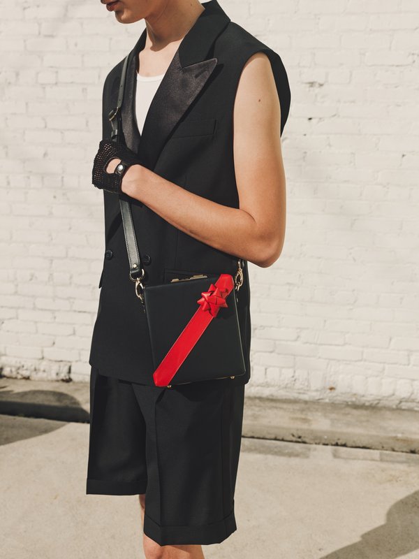 Ernest W. Baker Leather Present Bag - Black/Red | Garmentory