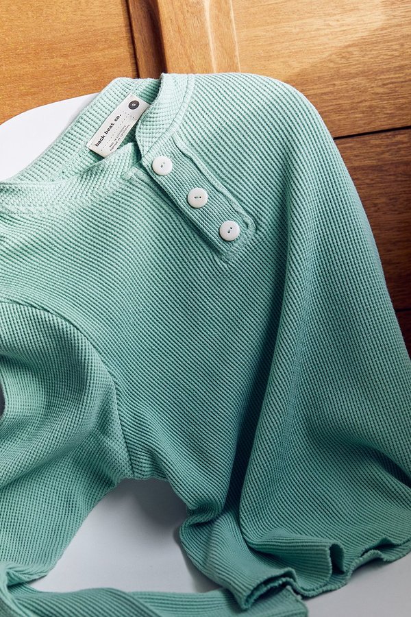 back beat rags Organic Cotton Camper Henley top - Foam back beat rags Organic Cotton Camper Henley top - Foam