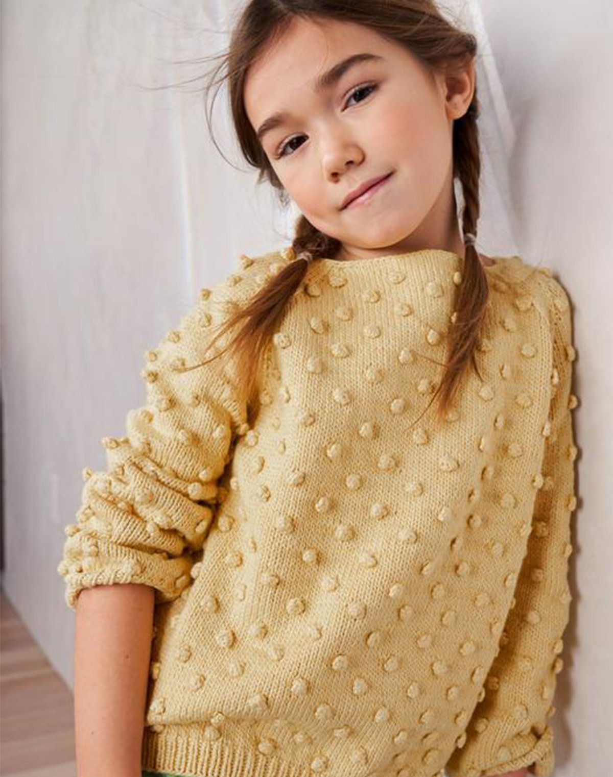 Kids Misha & Puff Summer Popcorn Sweater - Straw | Garmentory
