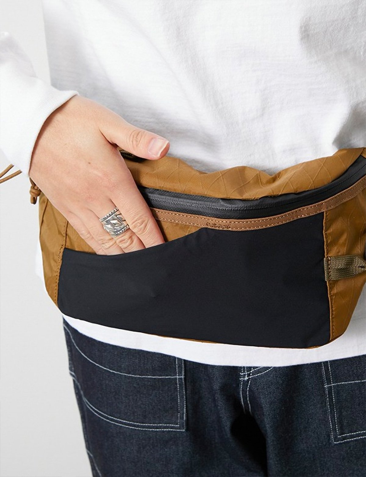 Snow Peak XPac Nylon Waist Bag Brown Garmentory