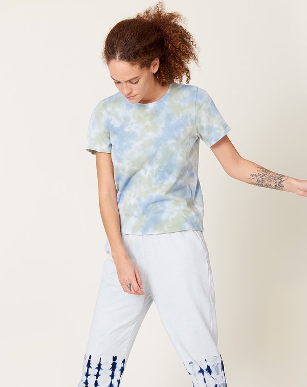 Raquel Allegra Boy Tee - Sky Camo Tie Dye Raquel Allegra Boy Tee - Sky Camo Tie Dye
