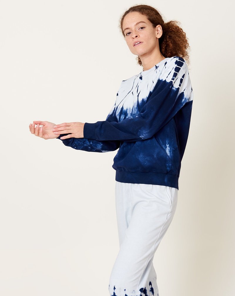Raquel Allegra Classic Sweatshirt Indigo Hilma Tie Dye Garmentory