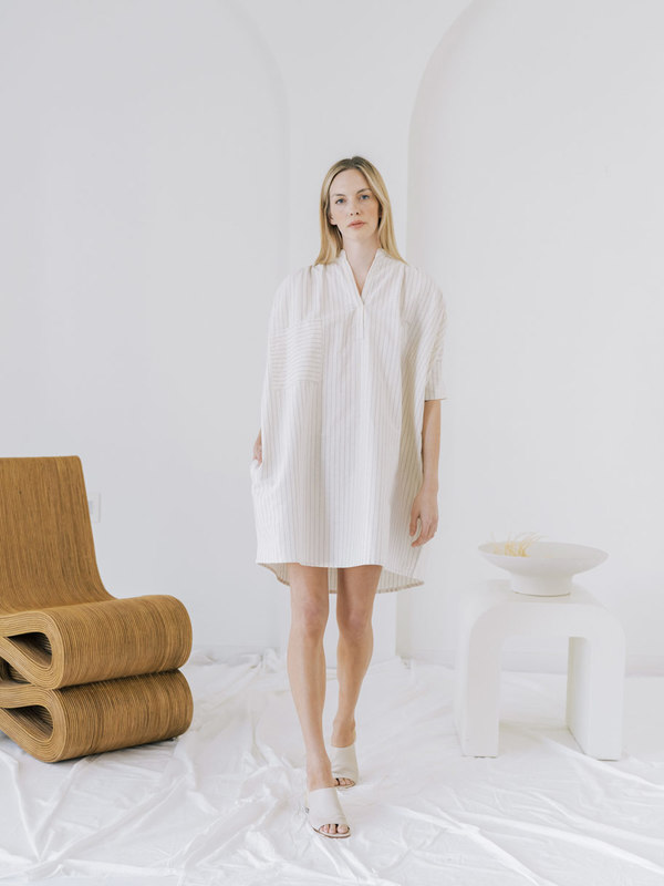 LAUDE the Label Split Neck Dress - Wide Stripe LAUDE the Label Split Neck Dress - Wide Stripe