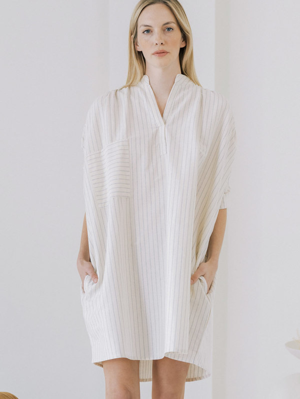 LAUDE the Label Split Neck Dress - Wide Stripe LAUDE the Label Split Neck Dress - Wide Stripe