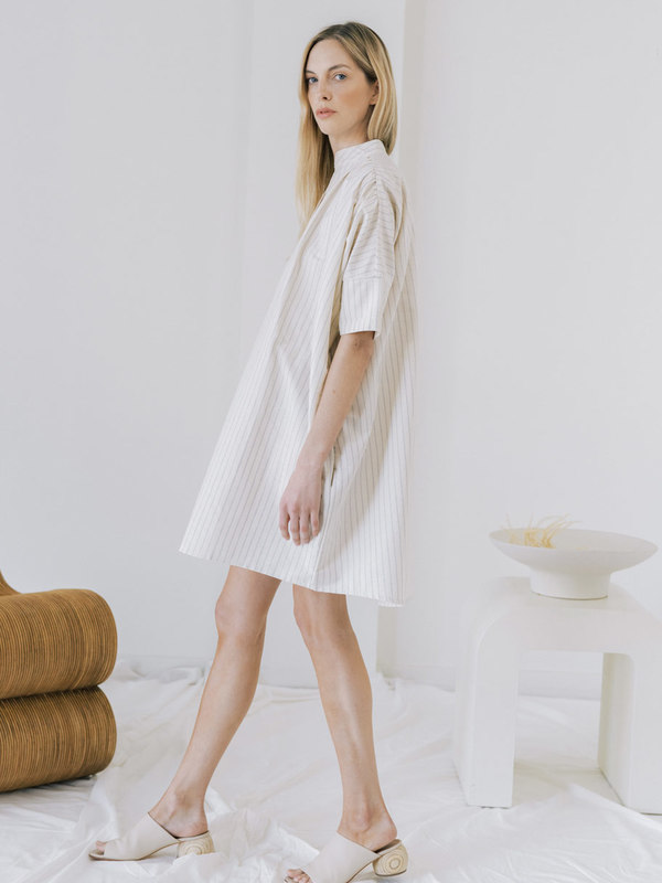 LAUDE the Label Split Neck Dress - Wide Stripe LAUDE the Label Split Neck Dress - Wide Stripe
