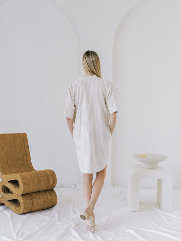 LAUDE the Label Split Neck Dress - Wide Stripe LAUDE the Label Split Neck Dress - Wide Stripe