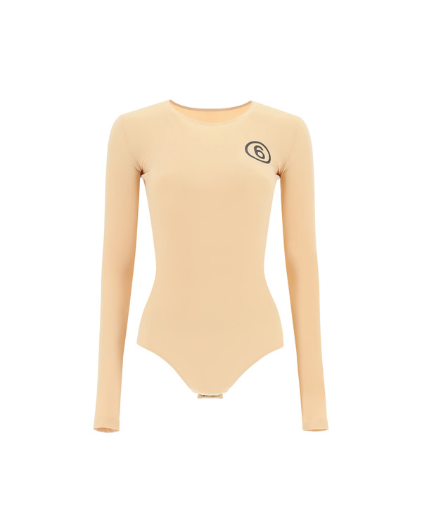 MM6 Maison Margiela 6 Logo Jersey Bodysuit - Nude | Garmentory