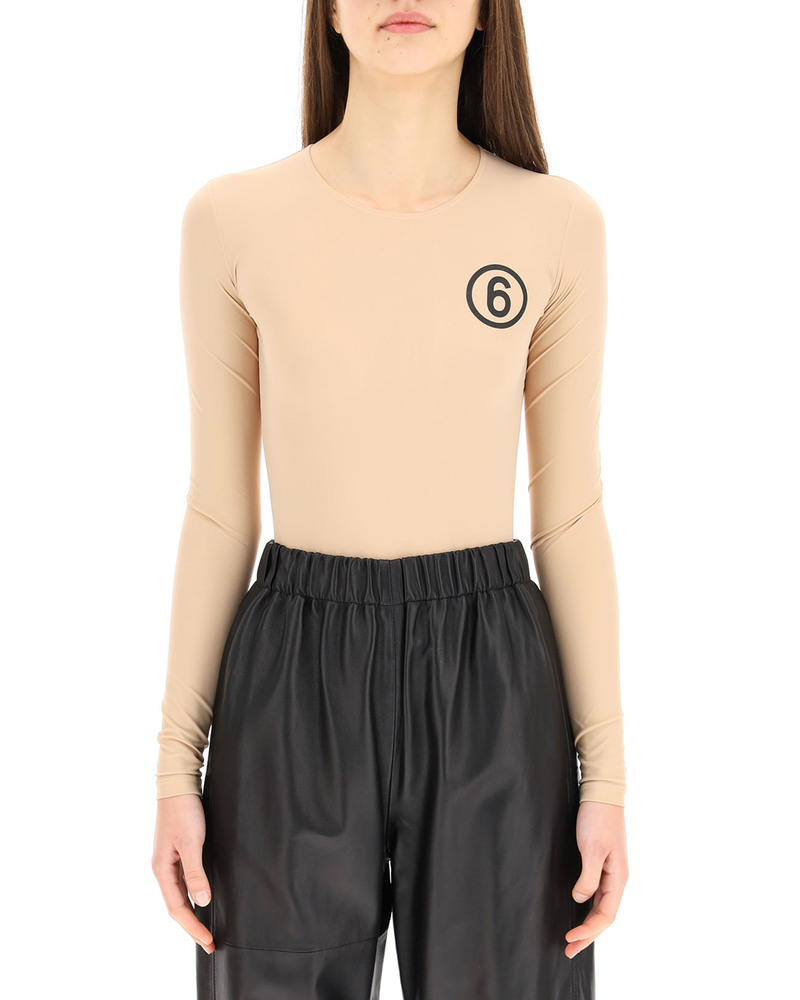 MM6◆21AW/6 LOGO BODYSUIT//長袖Tシャツ/M/--/PNK/S52NA0043 MM6(エムエムシックス) / 21AW/6 LOGO BODYSUIT//長袖Tシャツ/M
