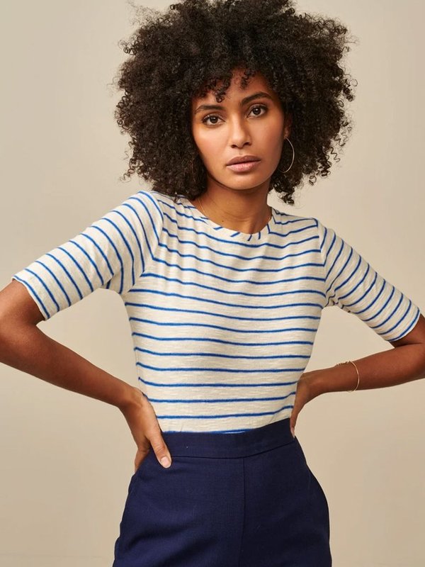 Bellerose Seas Stripe T-Shirt - Blue Bellerose Seas Stripe T-Shirt - Blue