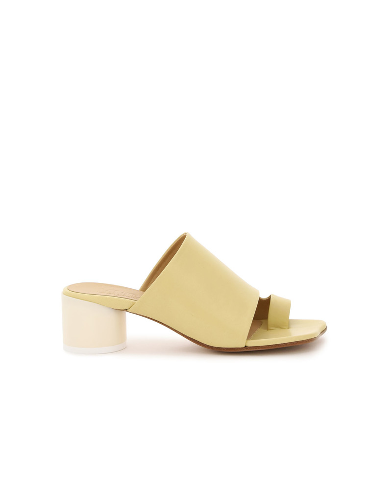 【MM6 Maison Margiela】アシンメトリー レザーヒールミュール MM6 Maison Margiela レザーミュール | ブラック | FARFETCH JP