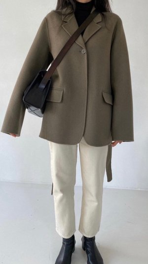 Unisex JOWA. Handmade One Button Coat with Belt Unisex JOWA. Handmade One Button Coat with Belt