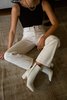 "INTENTIONALLY __________." Janetta Boots - Cream - Thumbnail 1