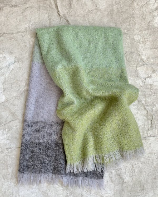 Cuttalossa & Co. Mohair blend Throw Blanket - Gradient Green/Gray Cuttalossa & Co. Mohair blend Throw Blanket - Gradient Green/Gray