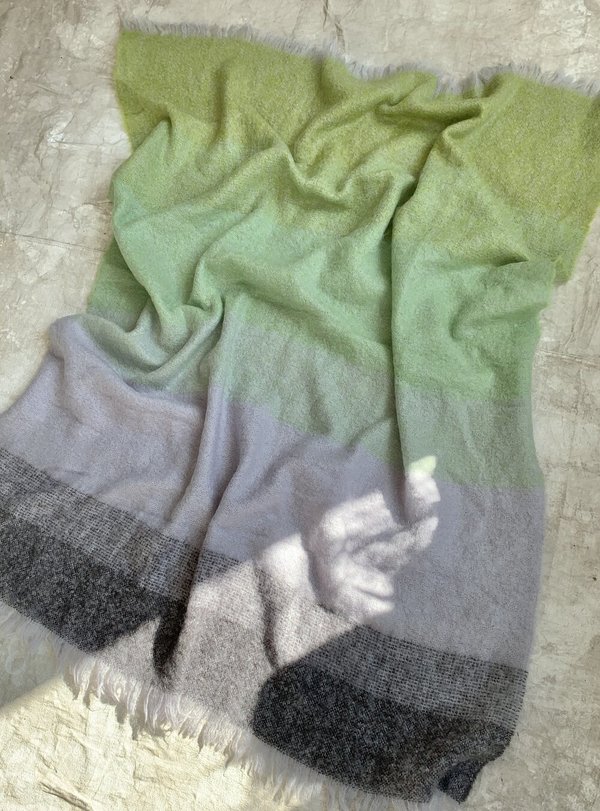 Cuttalossa & Co. Mohair blend Throw Blanket - Gradient Green/Gray Cuttalossa & Co. Mohair blend Throw Blanket - Gradient Green/Gray