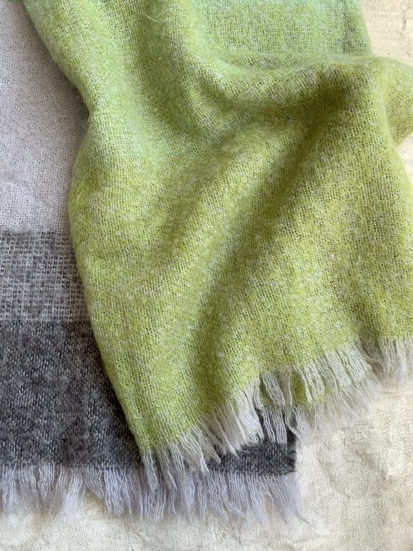 Cuttalossa & Co. Mohair blend Throw Blanket - Gradient Green/Gray Cuttalossa & Co. Mohair blend Throw Blanket - Gradient Green/Gray