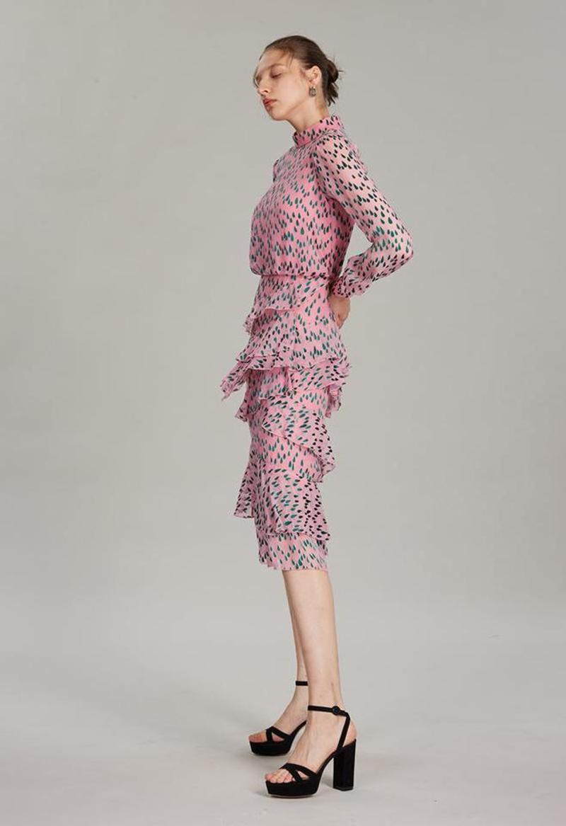 Saloni Isa Ruffle Dress - Pink