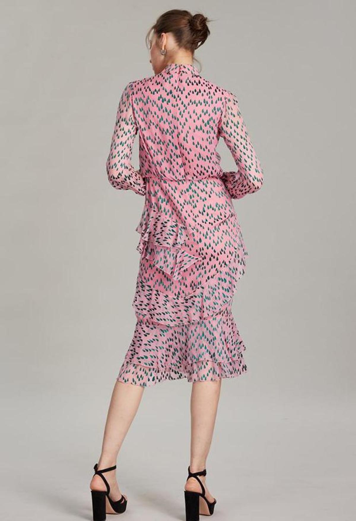 Saloni Isa Ruffle Dress - Pink - Image 2 of 4