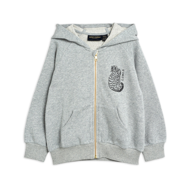 kids mini rodini tiger zip hoodie - grey melange kids mini rodini tiger zip hoodie - grey melange