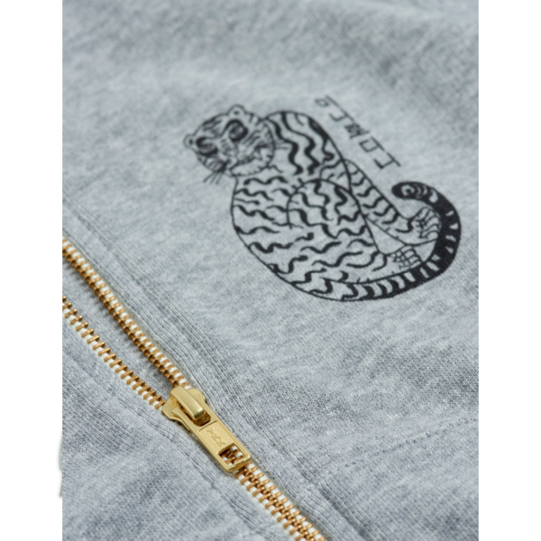 kids mini rodini tiger zip hoodie - grey melange kids mini rodini tiger zip hoodie - grey melange