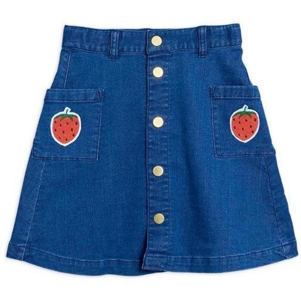 kids mini rodini denim strawberry skirt - blue kids mini rodini denim strawberry skirt - blue