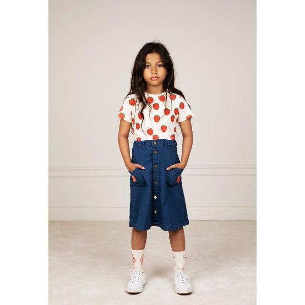 kids mini rodini denim strawberry skirt - blue kids mini rodini denim strawberry skirt - blue