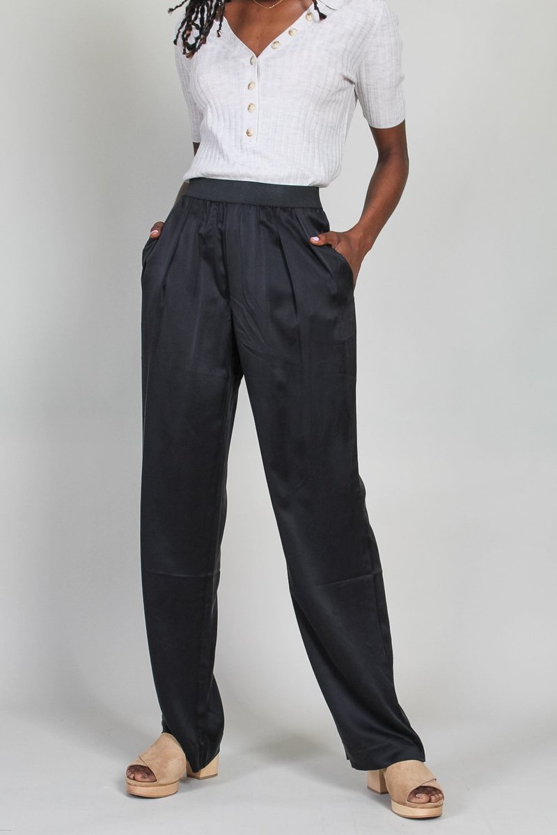 LouLou Studio Pagai Elastic Pant - Black | Garmentory