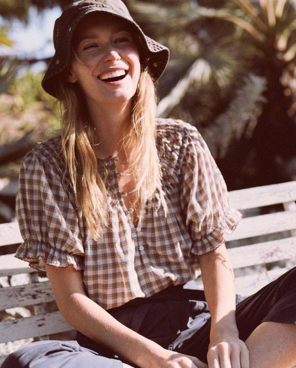 The Great. The Hazel Top - Meadow Plaid The Great. The Hazel Top - Meadow Plaid