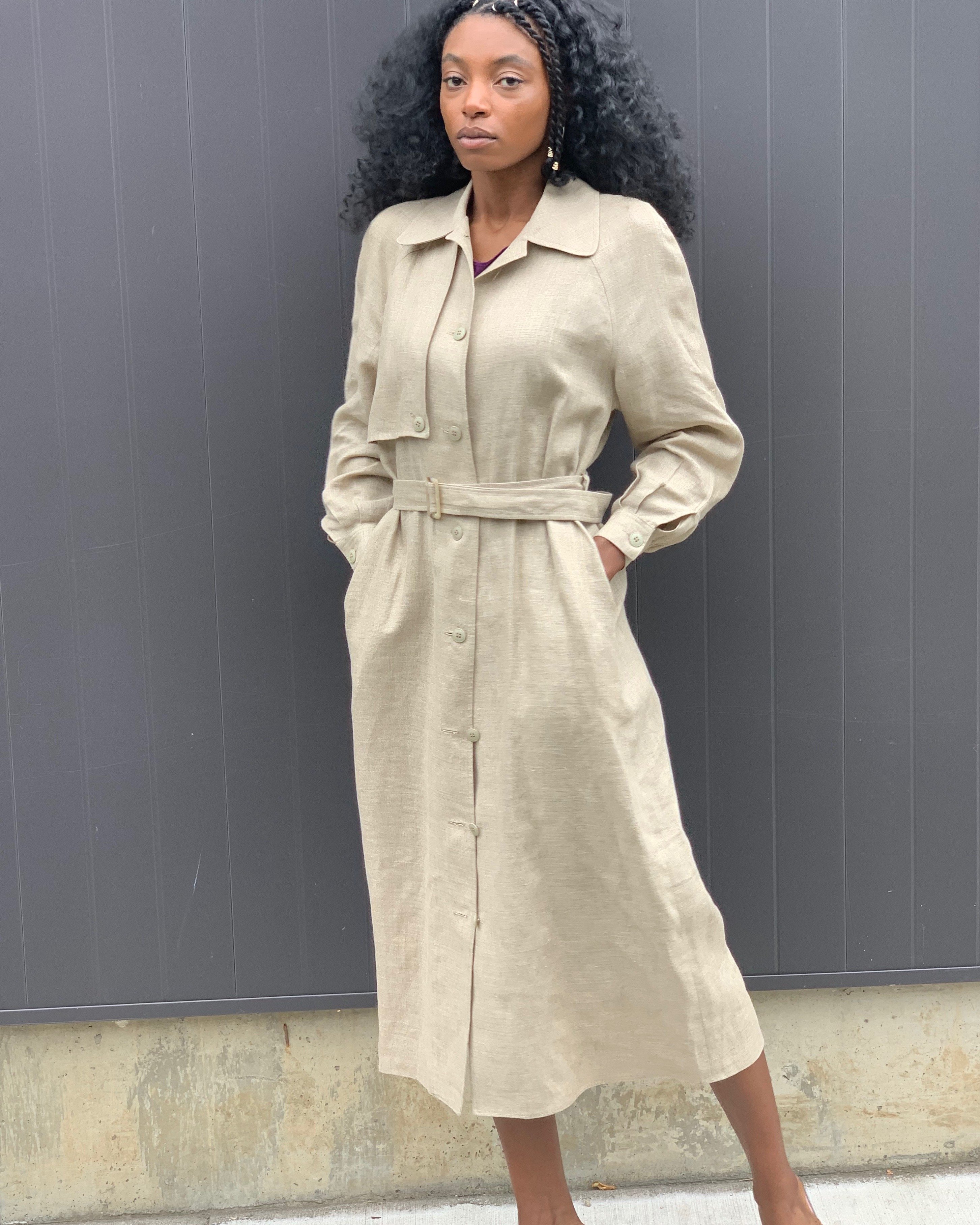 Vintage Linen Trench Coat Oat Garmentory