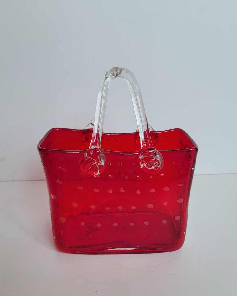 Vintage Bubbles Purse Vase - Strawberry