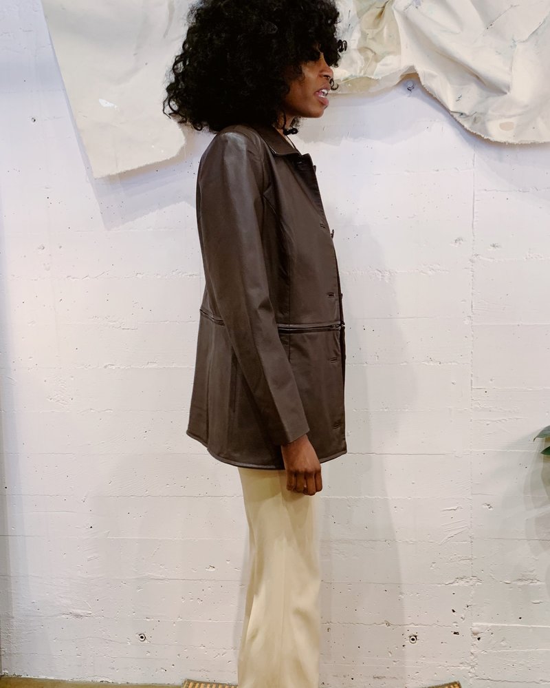 Vintage Tri-Zip Leather Jacket - Cocoa