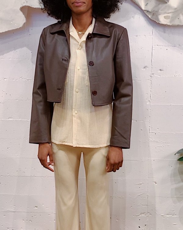 Vintage Tri-Zip Leather Jacket - Cocoa